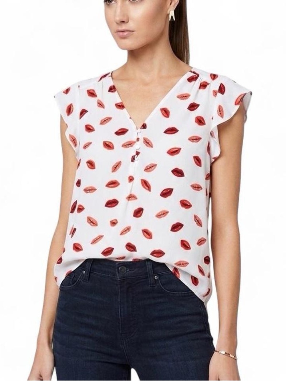 NWT Rachel Zoe Red Kiss Lip Blouse